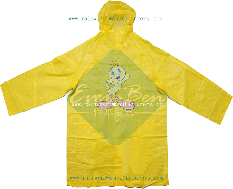 Yellow PVC Festival Rain Mac Manufactory-Vinyl Raincoat with Hood